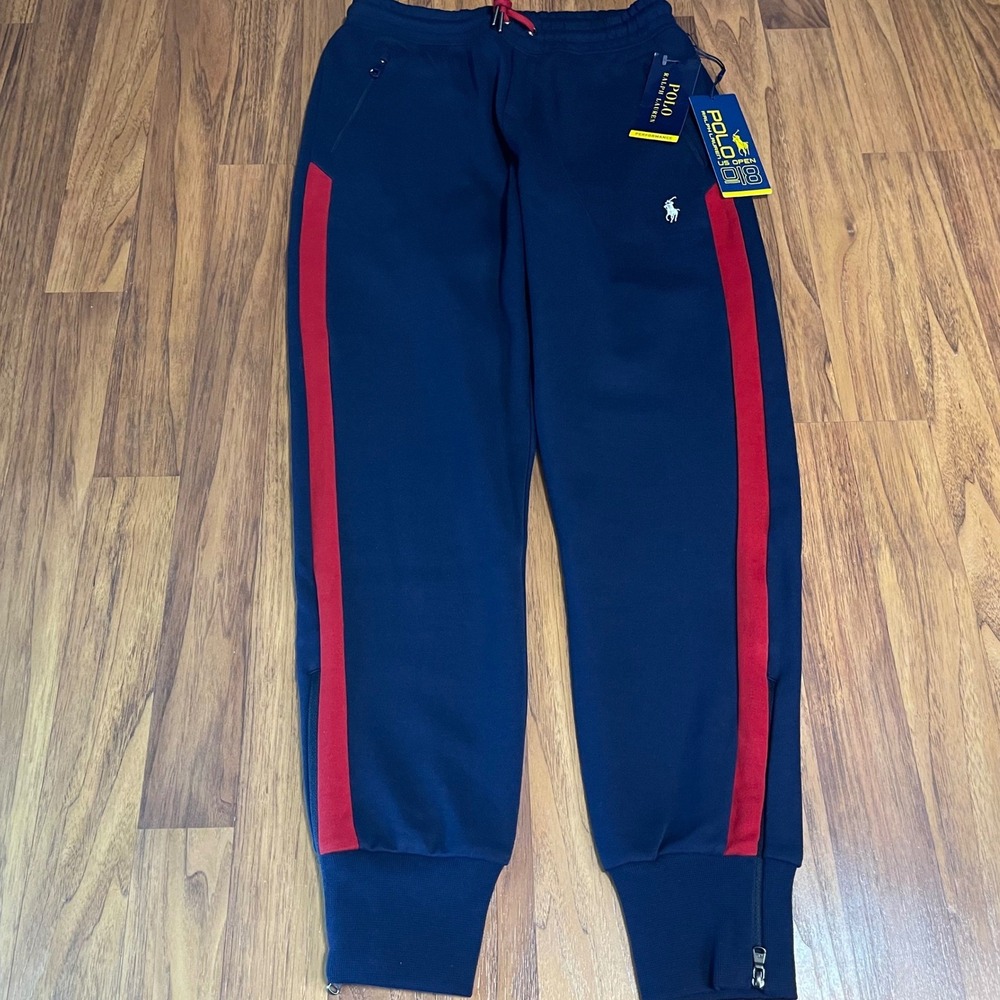 Polo Ralph Lauren US Open 2018 Tennis Sweatpants Womens XS Navy Red Performance